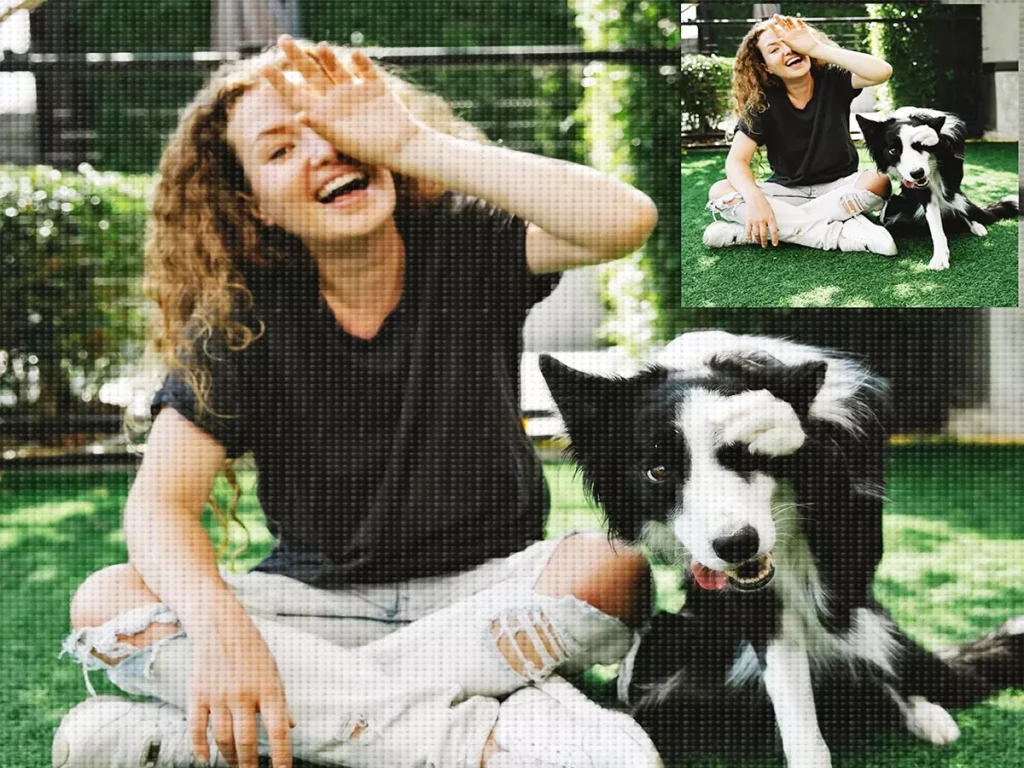 happy girl with her dog Custom Diamond Painting From Photo