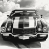 1970 Chevy Camaro in Black and White Diamond Painting