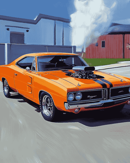 1970 Super Bee Hemi Engine Diamond Painting