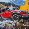 2018 Jeep Wrangler Red Engine Diamond Painting