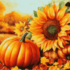 "Autumn Pumpkin Blossom Diamond Painting"