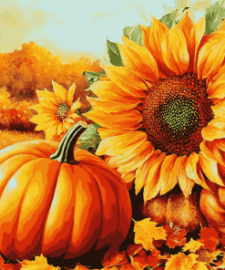 "Autumn Pumpkin Blossom Diamond Painting"