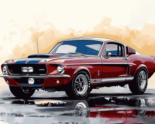 67 Mustang Fastback Engine Diamond Painting