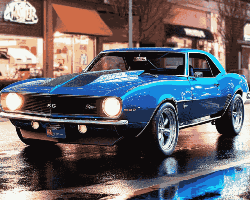 68 Chevrolet Camaro Blue Classic Diamond Painting