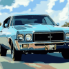 70s Blue Classic Car Diamond Painting