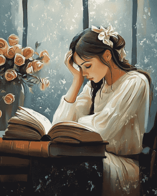 A Girl Reading Diamond Painting