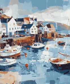 Abstract Aberdovey Boat Scene Diamond Painting