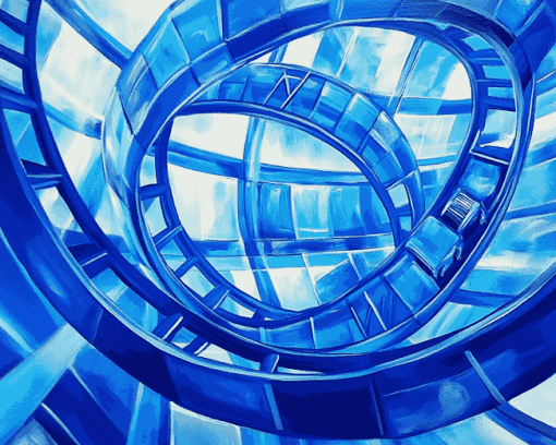 Abstract Blue Roller Coaster Diamond Painting