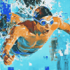 Abstract Swimmer Art Diamond Painting