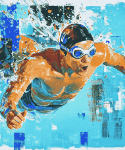 Abstract Swimmer Art Diamond Painting