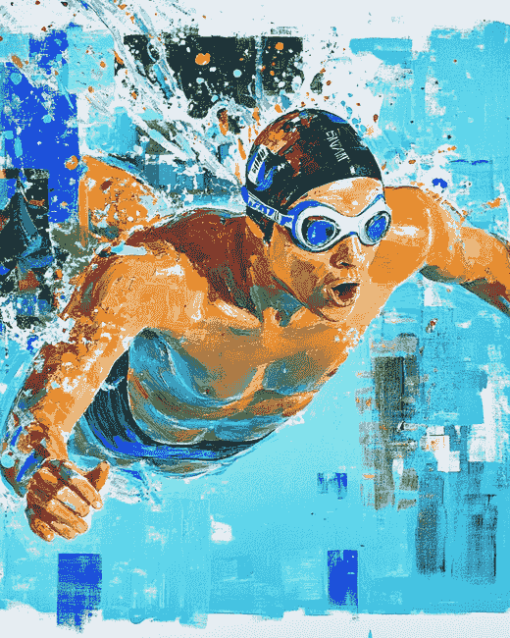 Abstract Swimmer Art Diamond Painting