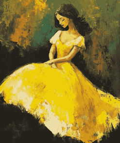 Abstract Yellow Dress Woman Diamond Painting