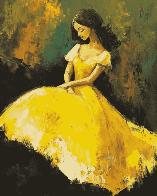 Abstract Yellow Dress Woman Diamond Painting