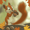 Acorn Collecting Squirrels Diamond Painting