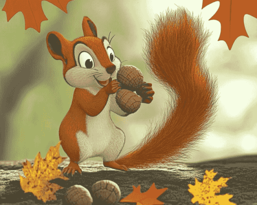 Acorn Collecting Squirrels Diamond Painting