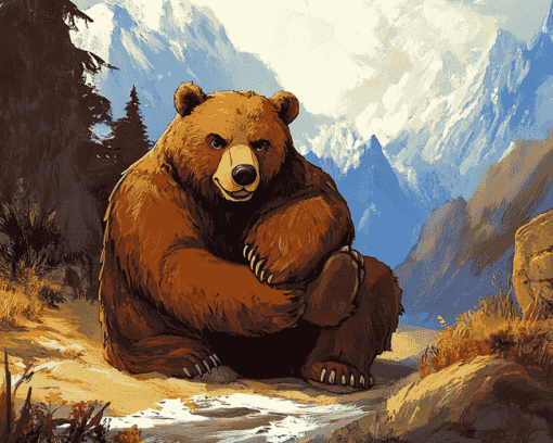 Aesthetic Animated Bears Diamond Painting