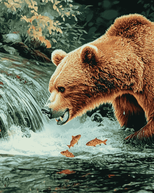 Aesthetic Bear River Scene Diamond Painting