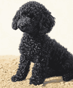 Aesthetic Black Poodle Puppy Diamond Painting