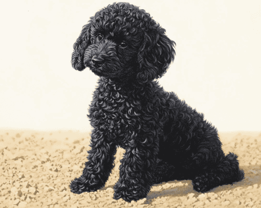 Aesthetic Black Poodle Puppy Diamond Painting