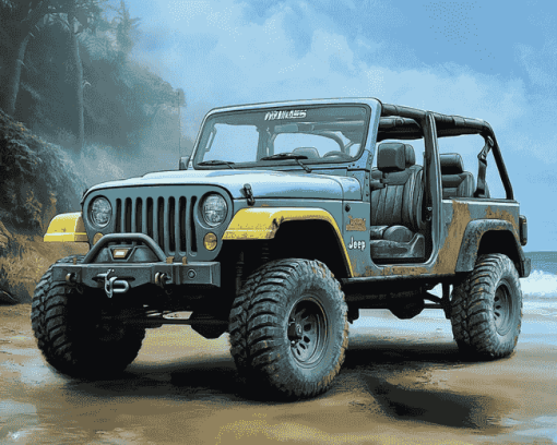 Aesthetic Blue Jeep Diamond Painting