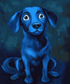 Aesthetic Blue Puppy Diamond Painting