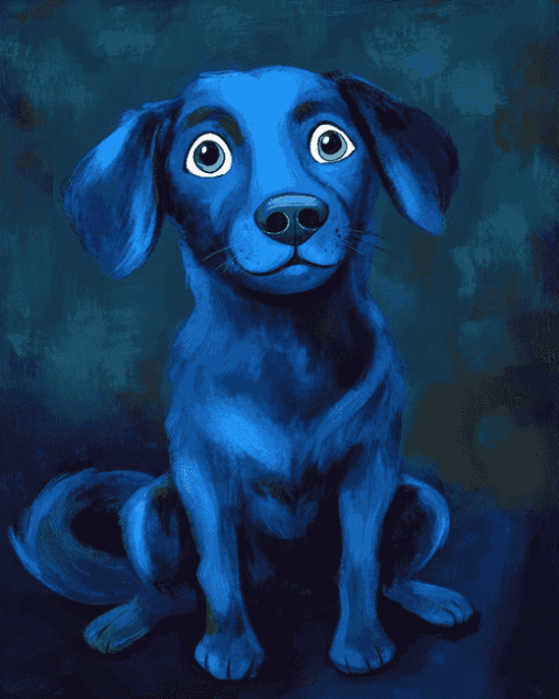 Aesthetic Blue Puppy Diamond Painting