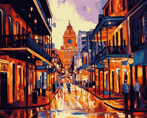 Aesthetic Bourbon Cityscape Diamond Painting