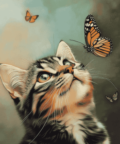 Aesthetic Butterfly on Cat Diamond Painting