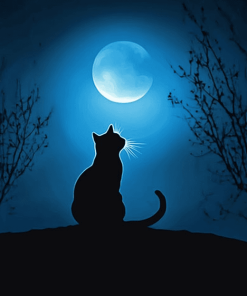 Aesthetic Cat Moon Silhouette Diamond Painting