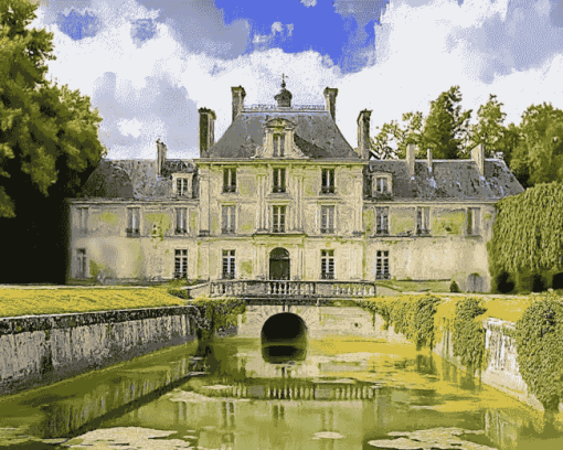 Aesthetic Chateau Bizy Giverny Diamond Painting