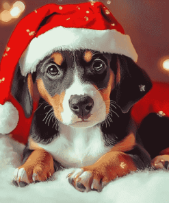 Aesthetic Christmas Puppies Diamond Painting