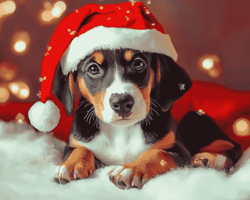 Aesthetic Christmas Puppies Diamond Painting