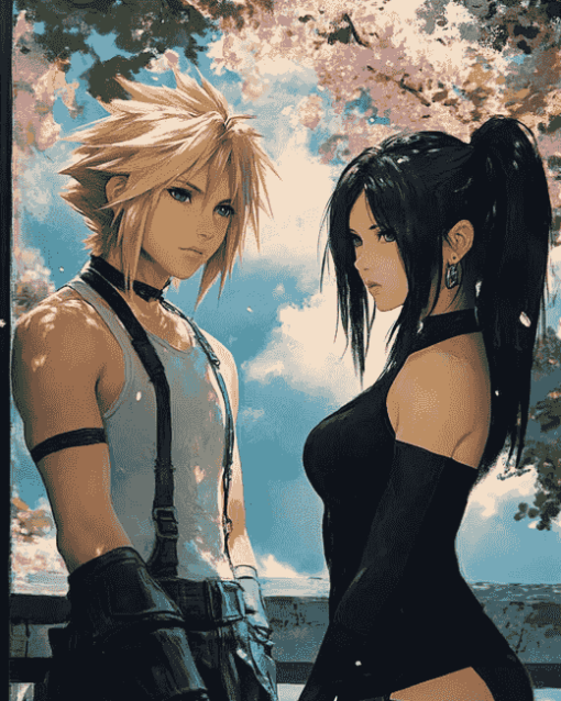 Aesthetic Cloud and Tifa Anime Diamond Painting