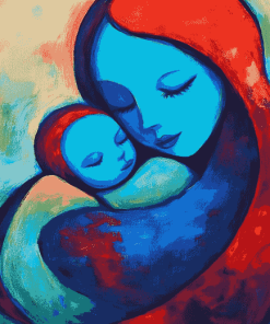 Aesthetic Colorful Mother and Son Diamond Painting