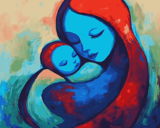 Aesthetic Colorful Mother and Son Diamond Painting