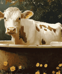 Aesthetic Cow Bathtub Diamond Painting