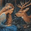 Aesthetic Deer and Girl Diamond Painting