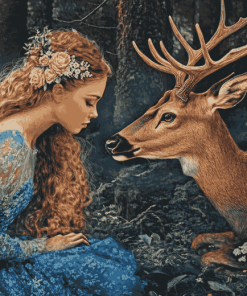 Aesthetic Deer and Girl Diamond Painting