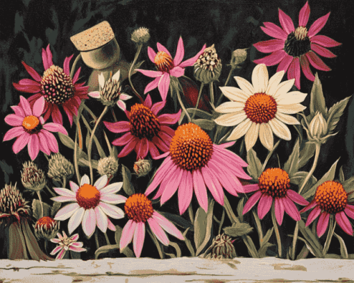 Aesthetic Echinacea Blossoms Diamond Painting