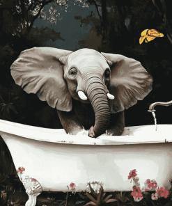 Aesthetic Elephant in Bathtub Diamond Painting