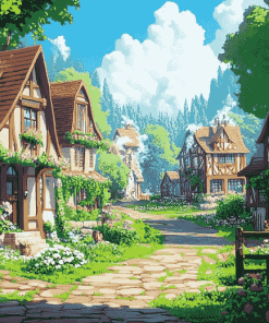 Aesthetic Fantasy Town Diamond Painting