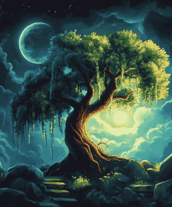 Aesthetic Fantasy Tree Night and Day Diamond Painting