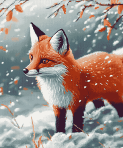 Aesthetic Fox in Snow Diamond Painting