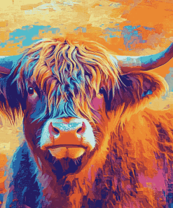 Aesthetic Highland Cattle Diamond Painting