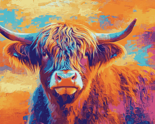 Aesthetic Highland Cattle Diamond Painting