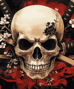 Aesthetic Japanese Samurai Skull Diamond Painting