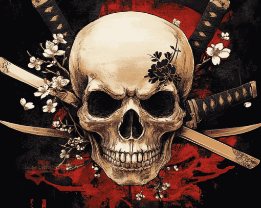 Aesthetic Japanese Samurai Skull Diamond Painting