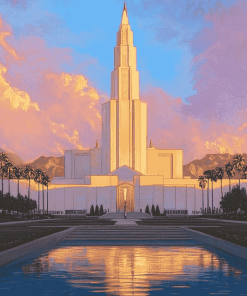 Aesthetic Los Angeles Sunset Temple Diamond Painting