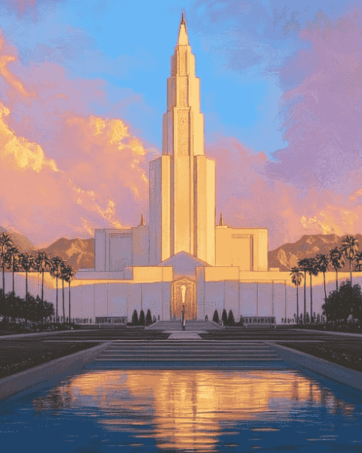 Aesthetic Los Angeles Sunset Temple Diamond Painting