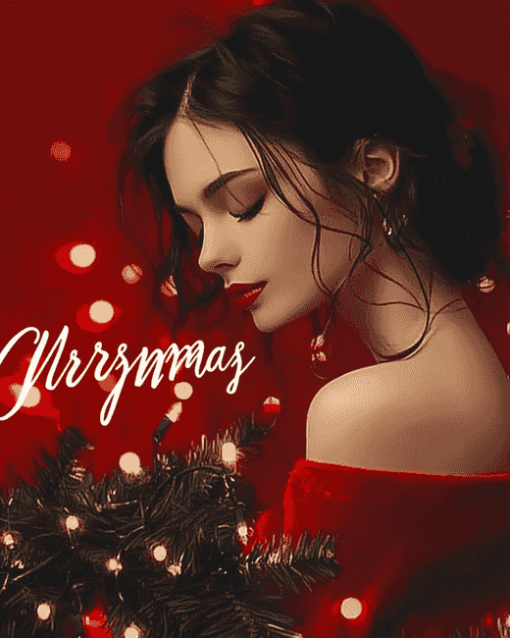 Aesthetic Merry Christmas Red Diamond Painting